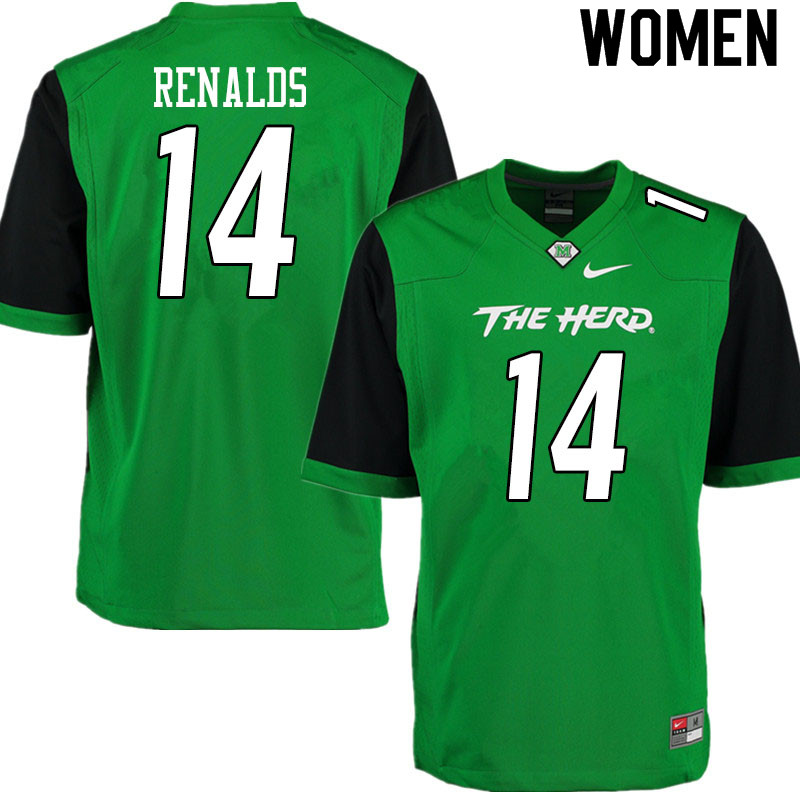Women #14 Naquan Renalds Marshall Thundering Herd College Football Jerseys Sale-Gren